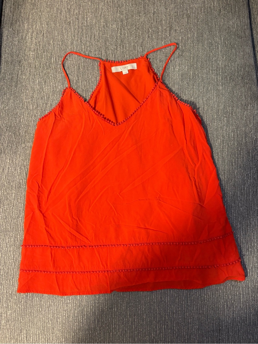 LOFT Orange-Red Spaghetti Strap V-Neck Camisole